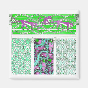 Aimant Art nouveau perroquet singe jungle tropicale desig