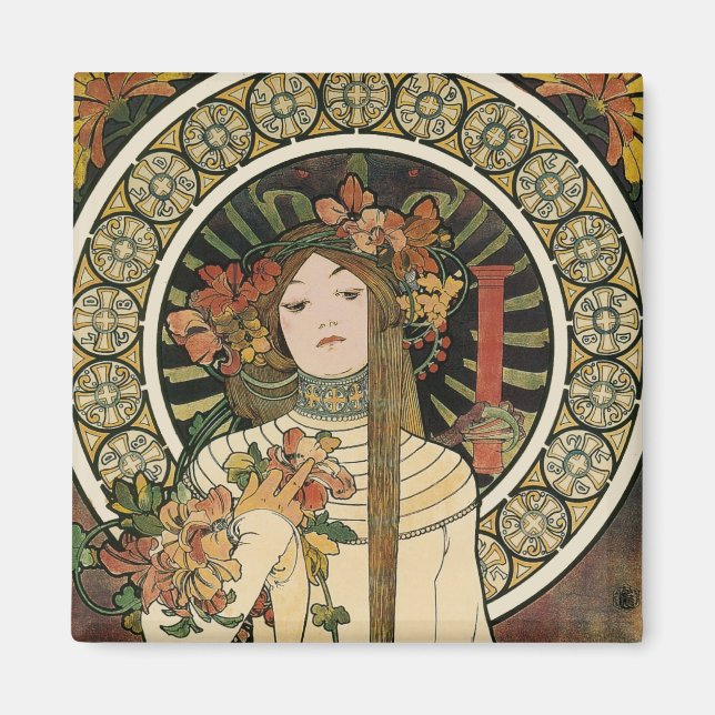 Aimant Art Nouveau Trappistine Mucha Art (Devant)
