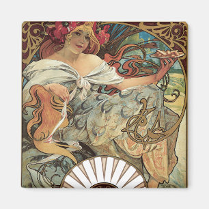 Aimant Art nouveau victorien Vintage par Alphonse Mucha