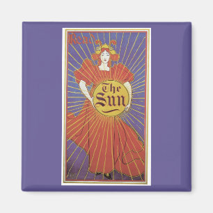 Aimant Art Nouveau vintage, Journal New York Sun