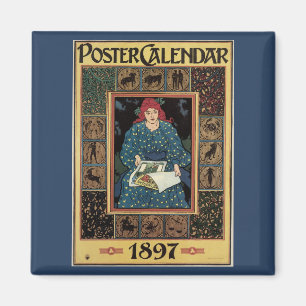 Aimant Art nouveau vintage, Lecture féminine livre d'astr