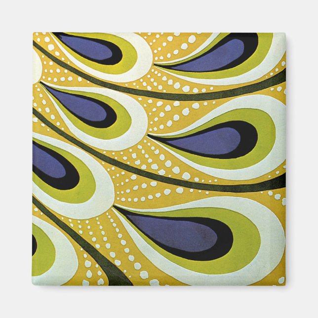 Aimant Art nouveau vintage, plume de paon de Macmillan (Devant)