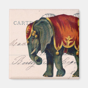 Aimant Art numérique de carte postale Eléphant vintage