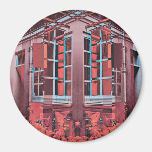 Aimant Art numérique de reflet de fenêtres bleu rouge Cop