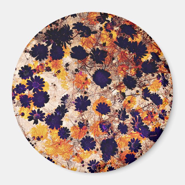 Aimant Art numérique fleuri à fleur marguerite jaune (Devant)