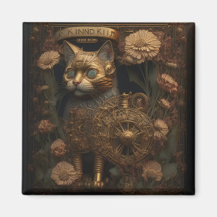 Aimant Art numérique gothique de chat steampunk