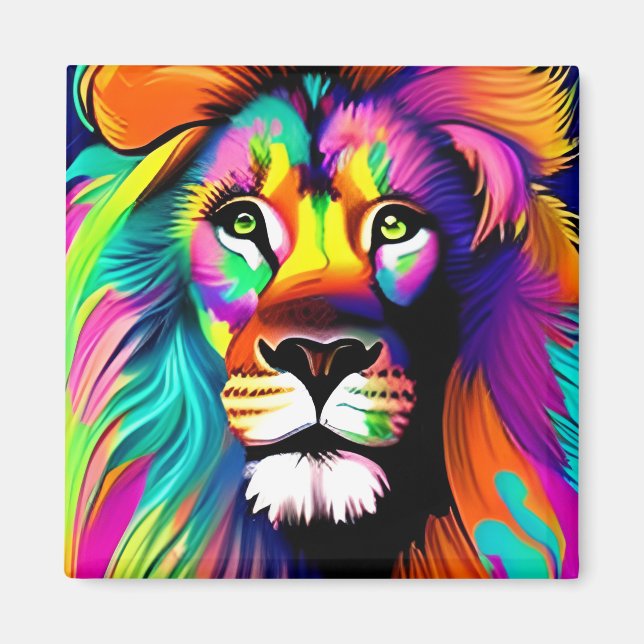 Aimant Art numérique Lion coloré (Devant)