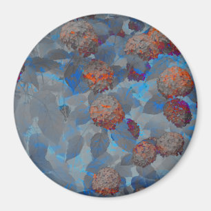 Aimant Art numérique motif de fleurs de couleur orange bl