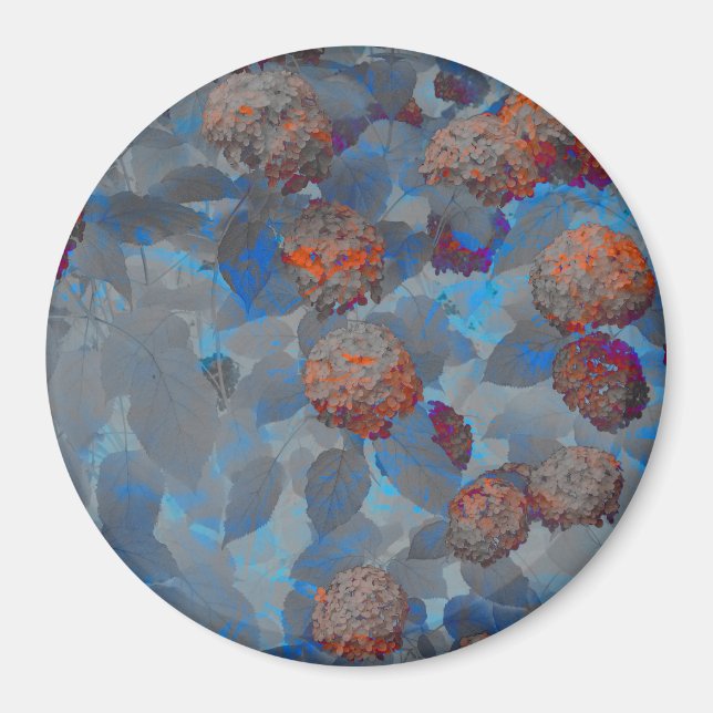 Aimant Art numérique motif de fleurs de couleur orange bl (Devant)