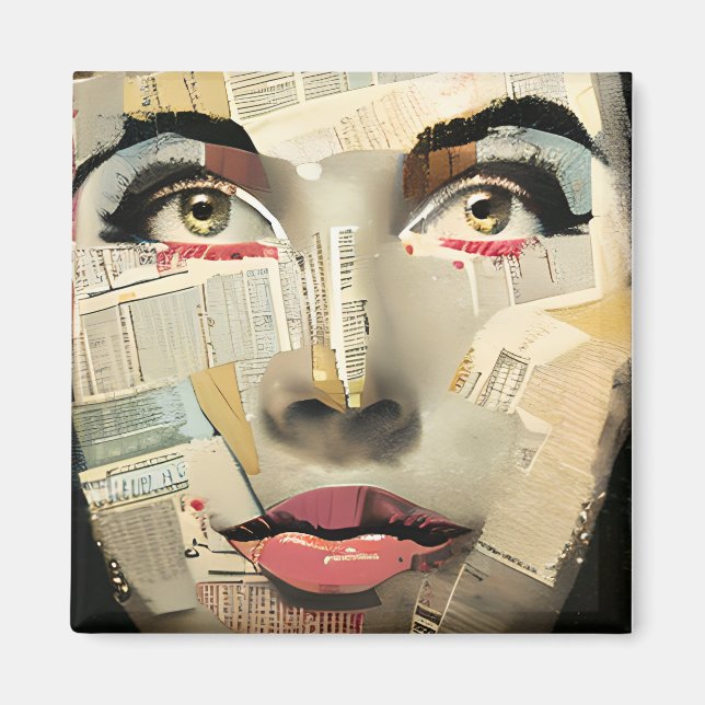 Aimant Art numérique unique d'Artsy | Jolie Dame Abstrait (Devant)