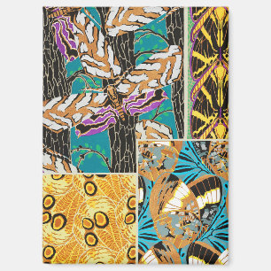 Aimant Art papillon sarcelle et violet maximaliste vibran