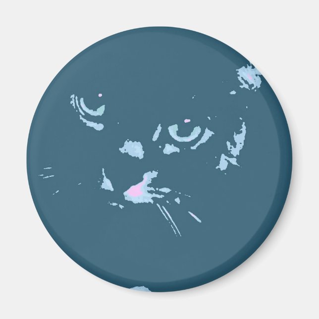 Aimant Art Pop de chat bleu russe (Devant)
