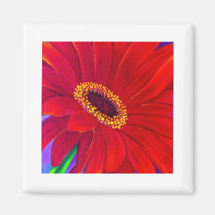 Aimant Art rouge de peinture de fleur de Gerber de