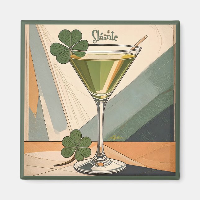 Aimant Art Shamrock Martini Sláinte! Moderne du Milieu du (Devant)