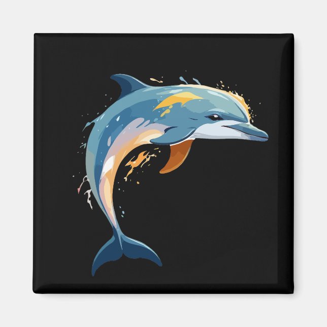 Aimant Art vectoriel dauphin aux couleurs vives (Devant)