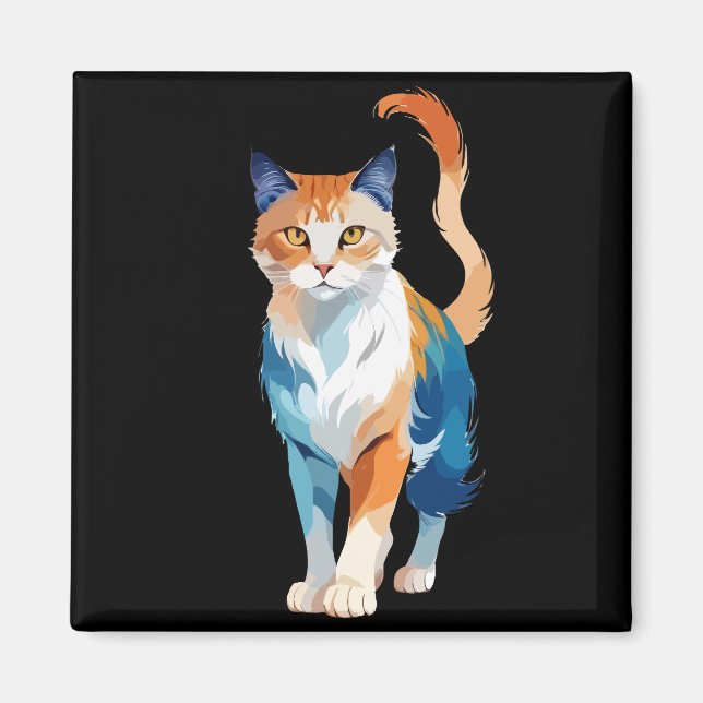 Aimant Art vectoriel de chat aux couleurs vives (Devant)