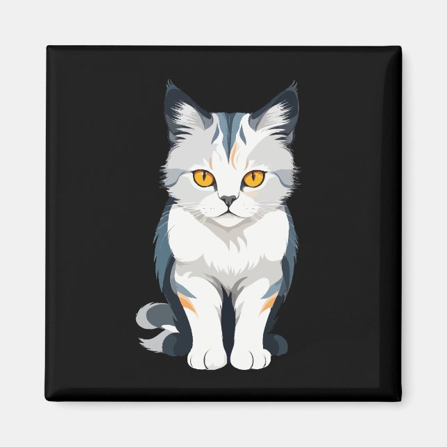 Aimant Art vectoriel de chat aux couleurs vives (Devant)