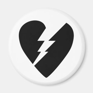 Aimant Art vectoriel du coeur brisé noir et blanc