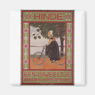 Aimant Art vintage d'affiche de bicyclette d'Amsterdam