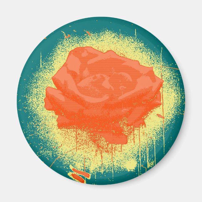 Aimant Art vintage de la rose rouge (Devant)