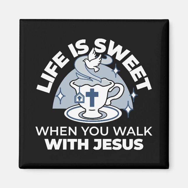 Aimant Art Vivant Fidèle - Teacup avec Croix et Dove (Devant)