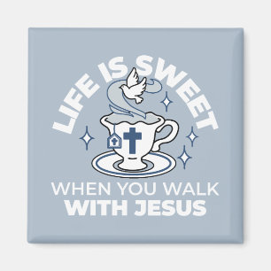 Aimant Art Vivant Fidèle - Teacup avec Croix et Dove