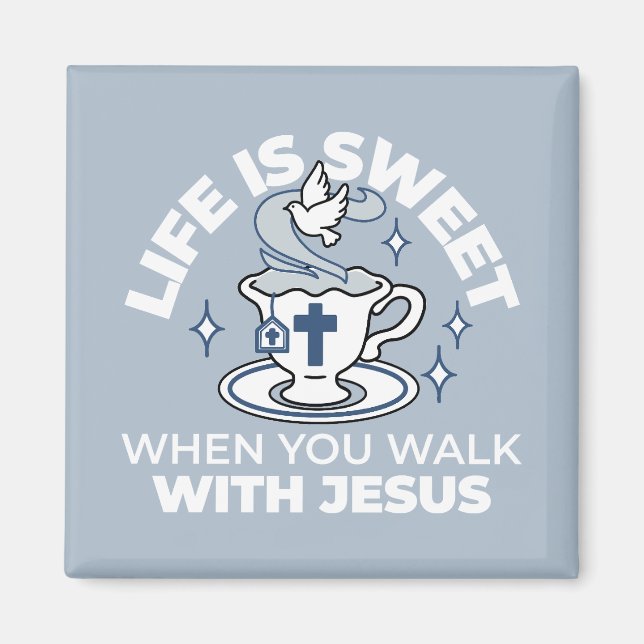 Aimant Art Vivant Fidèle - Teacup avec Croix et Dove (Devant)