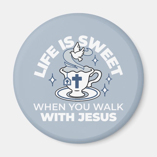 Aimant Art Vivant Fidèle - Teacup avec Croix et Dove (Devant)