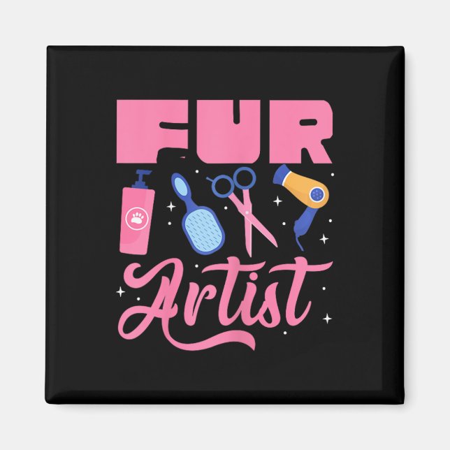 Aimant Artiste de Fourrure Toiletteur de Chien Toilettage (Devant)