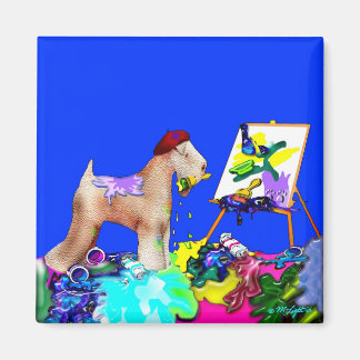 Aimant : Artiste du Terrier à roues (Bkgd Bleu)