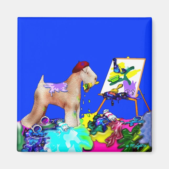 Aimant : Artiste du Terrier à roues (Bkgd Bleu) (Devant)