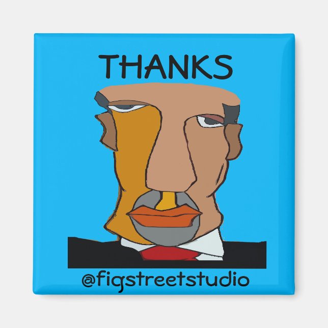 Aimant Artiste local, Merci, modifier le texte (Devant)