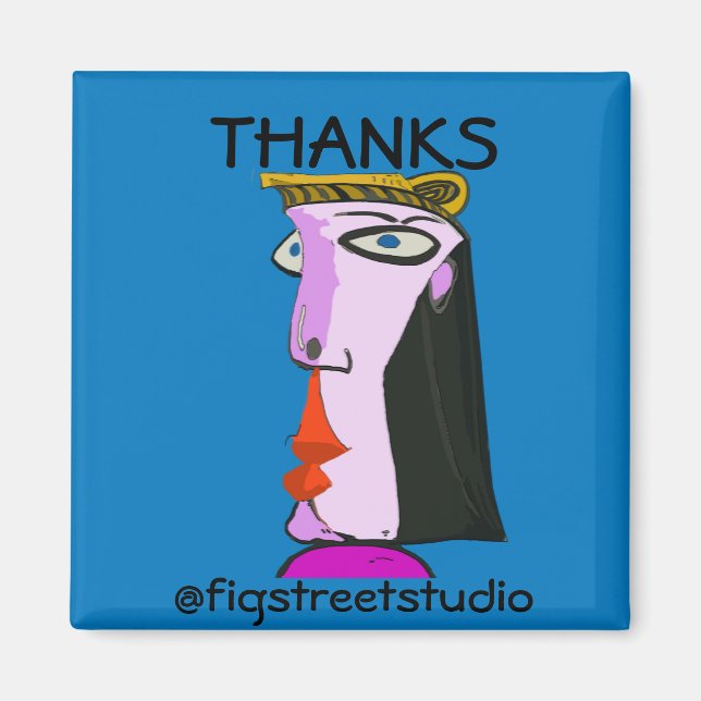 Aimant Artiste local, Merci, modifier le texte (Devant)