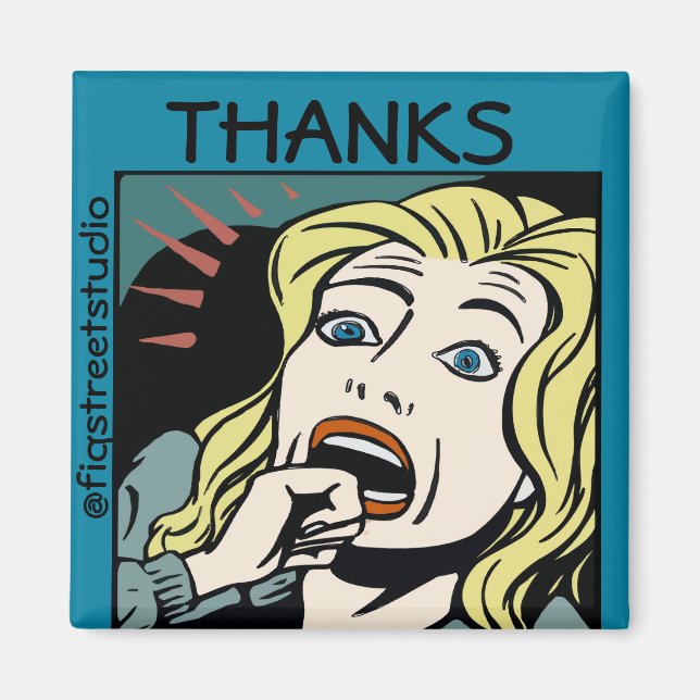 Aimant Artiste local, Merci, modifier le texte (Devant)