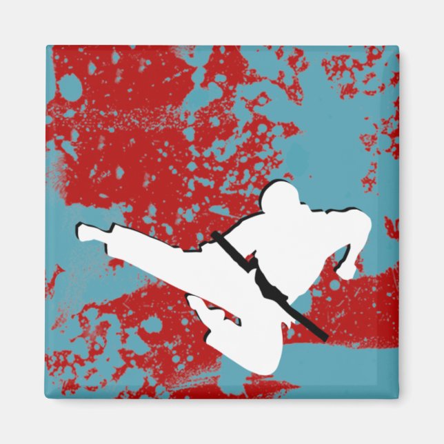 Aimant arts martiaux : silhouettes grunge : (Devant)