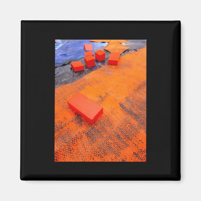 Aimant Arts Plastiques Orange Et Bleu Abstraits (Devant)