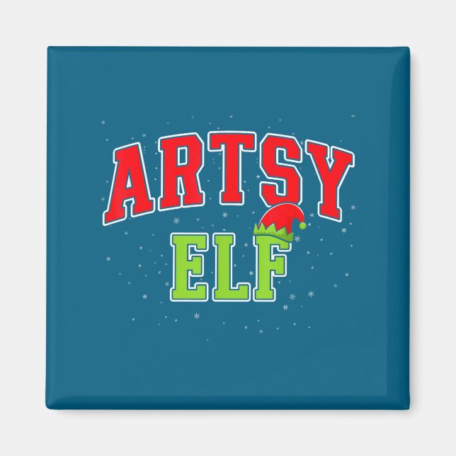Aimant Artsy Elf Christmas Family Matching Group Xmas Act (Devant)