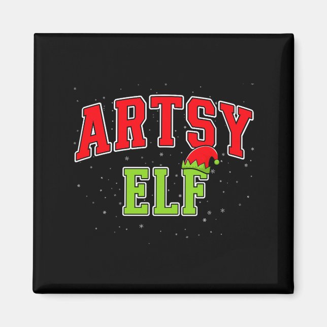 Aimant Artsy Elf Christmas Family Matching Group Xmas Act (Devant)