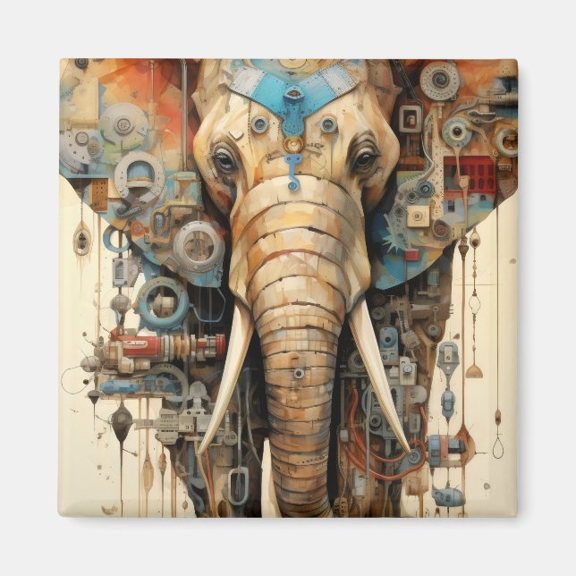 Aimant Artsy steampunk éléphant (Devant)