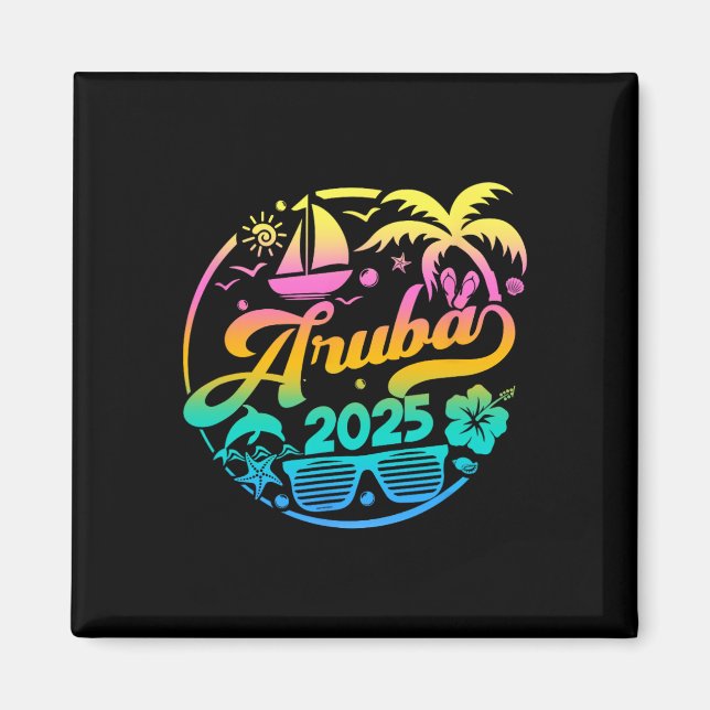 Aimant Aruba 2025 Family Vacation Beach Matching Group (Devant)