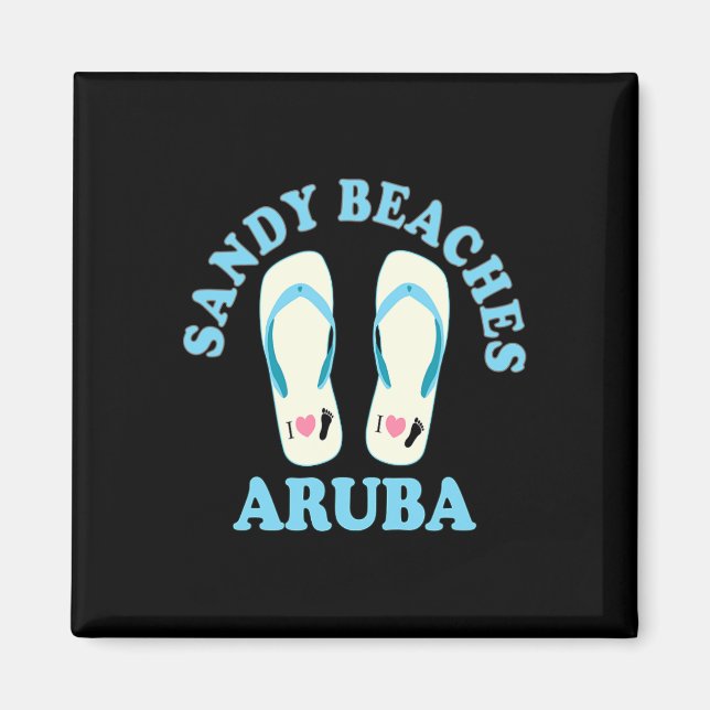 Aimant Aruba Vacances Plages De Sable I Coeur Flip Fops H (Devant)