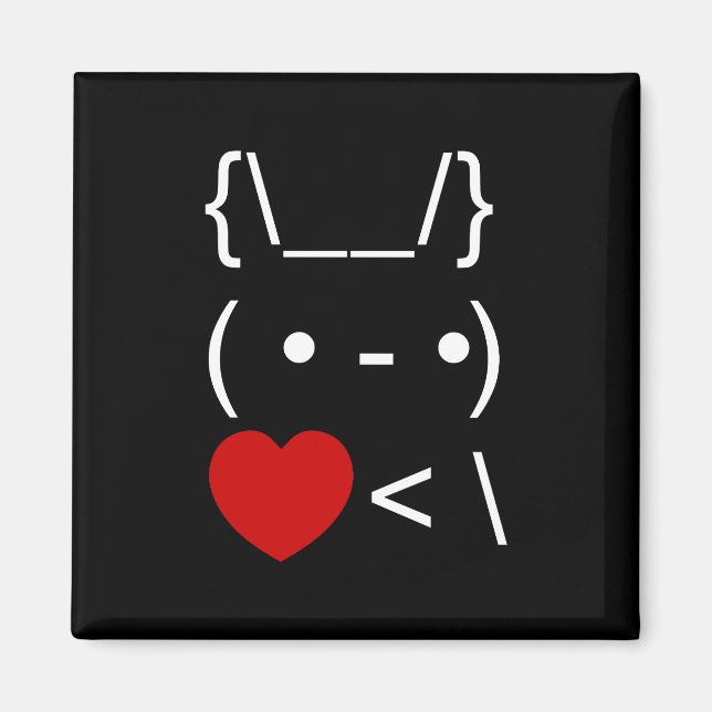 Aimant ASCII Texte Art Lapin Lapin Reprendre le coeur (Devant)
