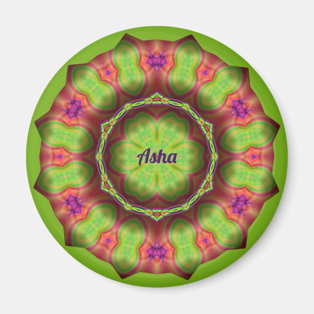 Aimant ASHA ~ Lime vert rose pourpre Design ~ (Devant)
