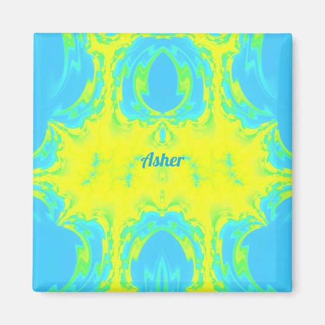 Aimant ASHER ~ Bleu et Jaune ~ (Devant)