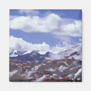 Aimant Asie, Chine, Tibet, col de Tangla. Drapeaux de pri