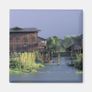 Aimant Asie, Myanmar, lac Inle. Un village flottant sur