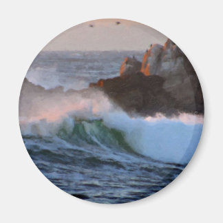 Aimant Asilomar Beach Wave Big Sur California Peint