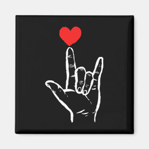 Aimant Asl je t'aime main coeur langue des signes américa