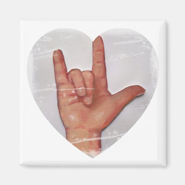 AIMANT ASL "JE VOUS AIME" CARDIAQUE #2 (Devant)