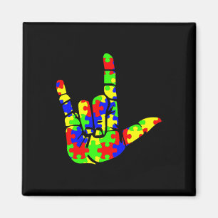 Aimant ASL Love Hand Sign Language Puzzle Autism Awards
